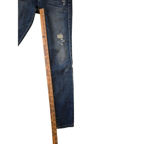 FRAME le Skinny de Jeanne Distressed Dark Wash Jeans Stretch Denim Jeans Sz 26 - Picture 5 of 7